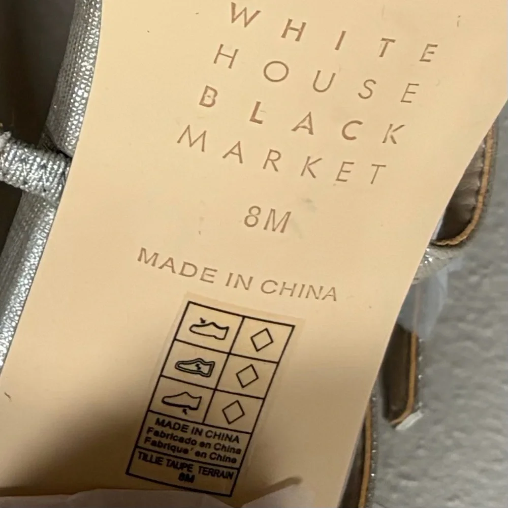 White House Black Market Tillie Silver Strappy Block Heel Sandal NWOB Size 8M - Picture 11 of 13